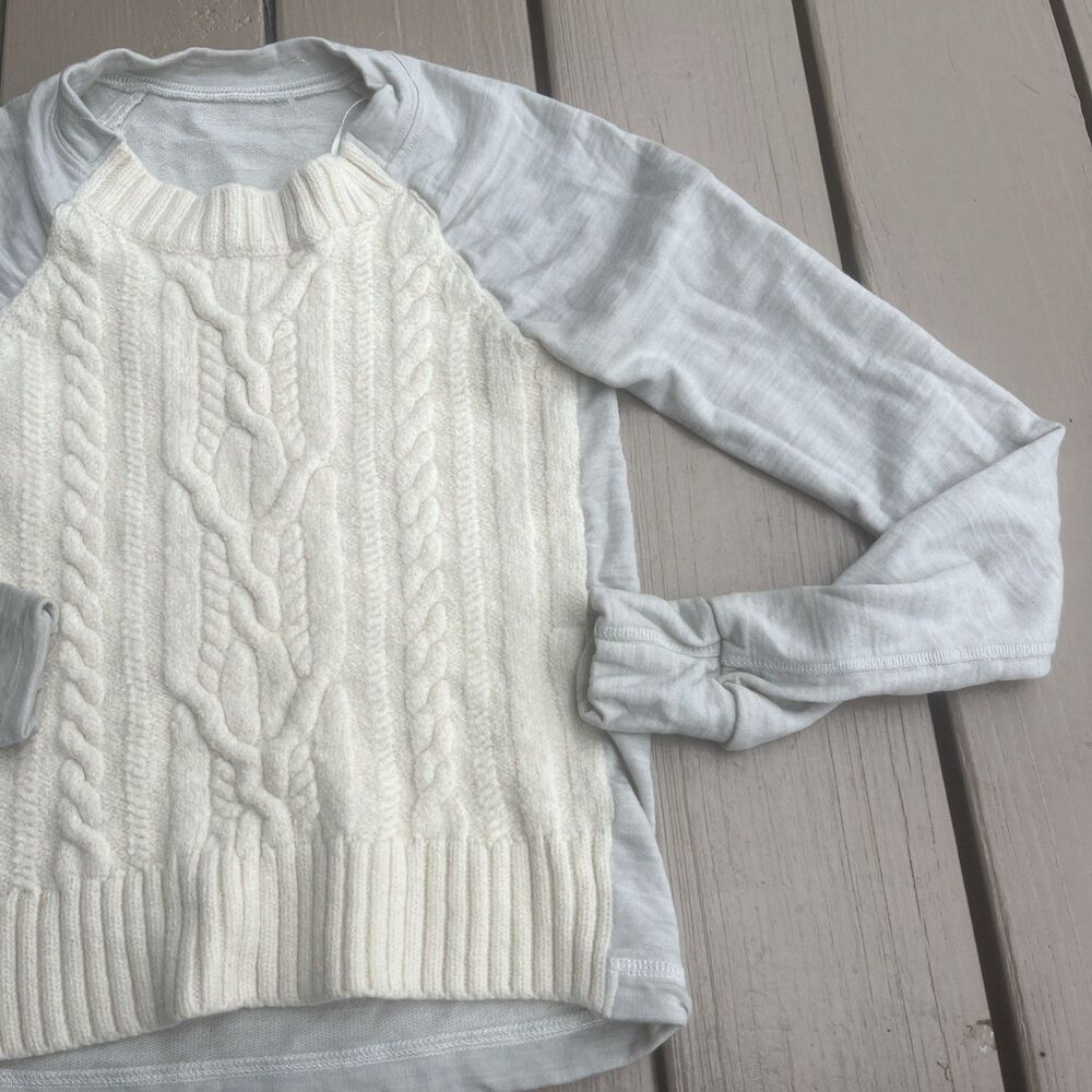 LULULEMON St. Moritz Cable Knit French Merino Wool Sweater Beige Size Small - Picture 4 of 10